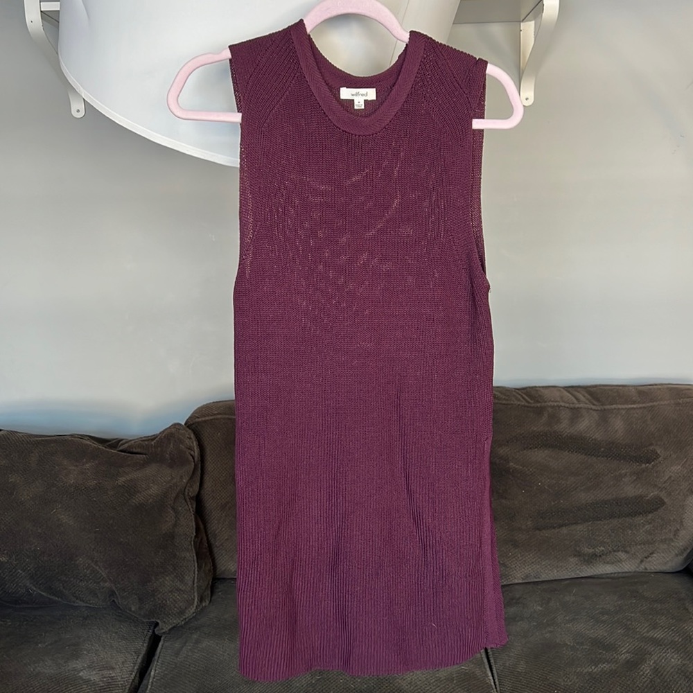Wilfred magenta knit sort sleeve split seam tunic vest